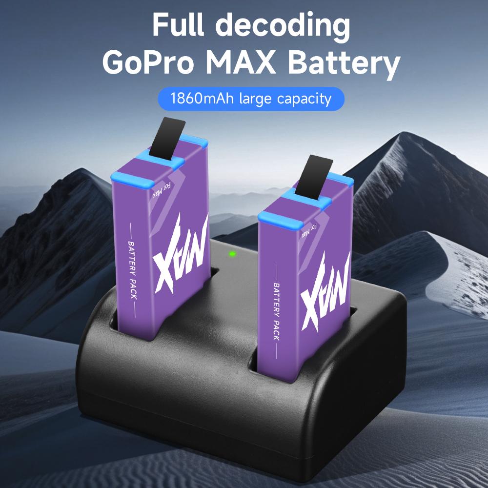 PALO Gopro Max Camera gopro Max Rechargeable Battery+LCD Charger For Gopro Max 360 Action Camera Batteries Accessories gopro