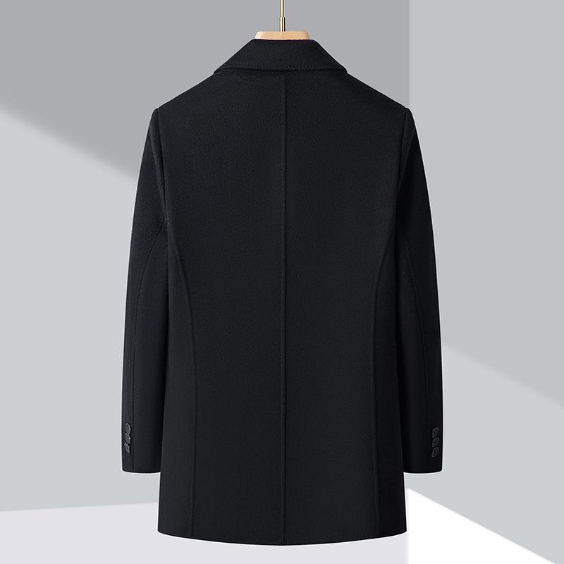 Winter thickened down liner removable double-sided cashmere coat men's mid-length woolen coat for middle-aged and elderly dads