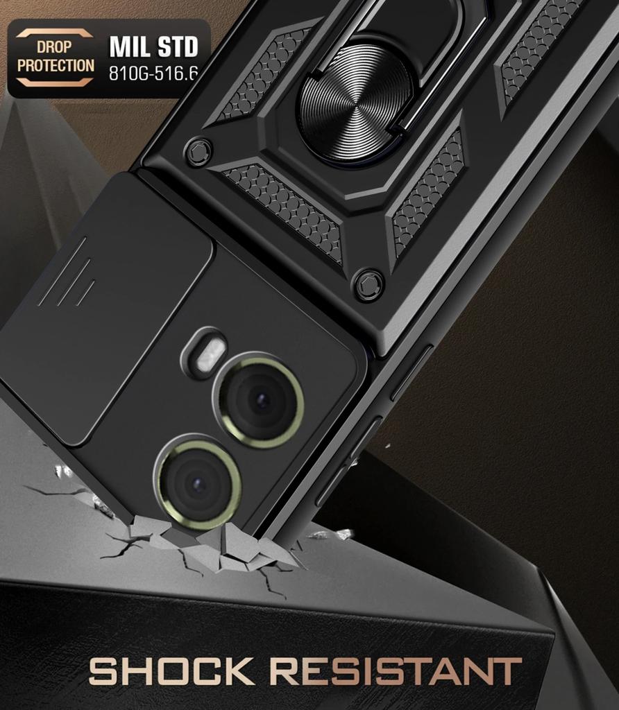Shockproof Armor Case for Motorola Edge 50 40 NEO 30 Pro Ultra Fusion G04 G34 G84 G54 G42 Ring Holder Slide Lens Protect Cover