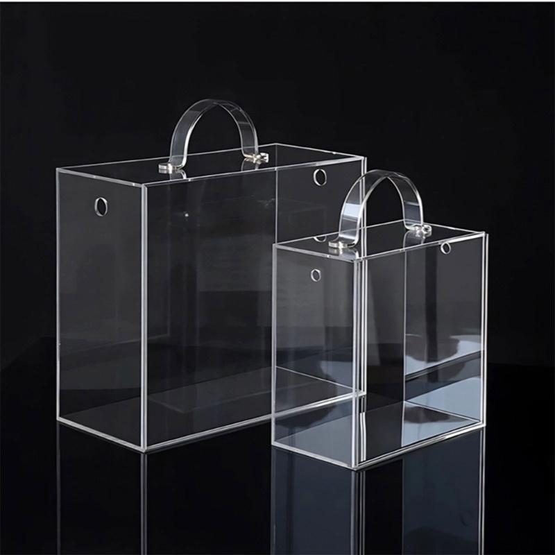 Elegant Clear Acrylic Hand Carry Box Flower Display Container Perfect For Flower Displays And Special Event