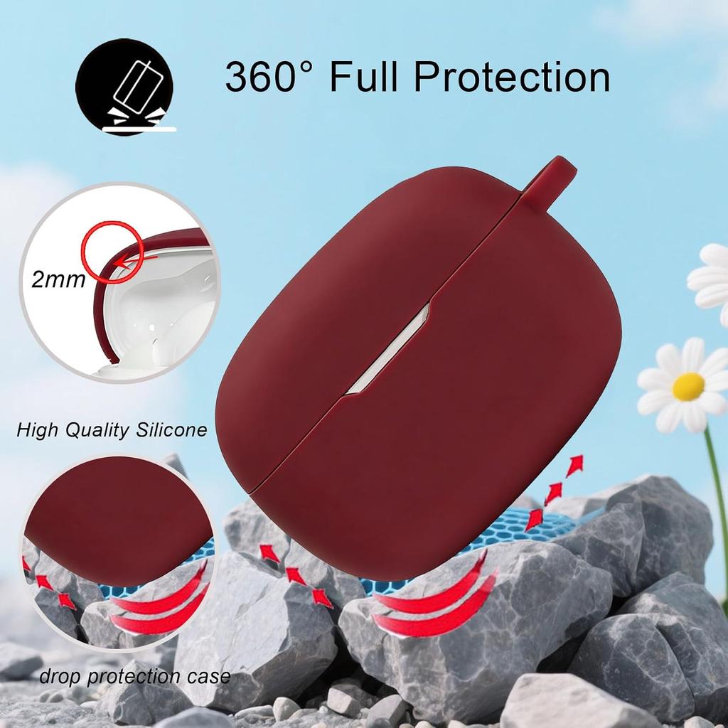 for JBL Vibe Beam 2 / JBL Vibe Beam Case Cover with Cute Cherry Daisy Flower Charm Keychain,Soft Silicone Protective Shock Cover for JBL Vibe 200TWS
