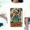 Retro Registered Nurse Shirt Skeleton Coffee Tee Tarot Card Nurse Gift Funny Appreciation Graduation Gift Tshirt Women Casual T