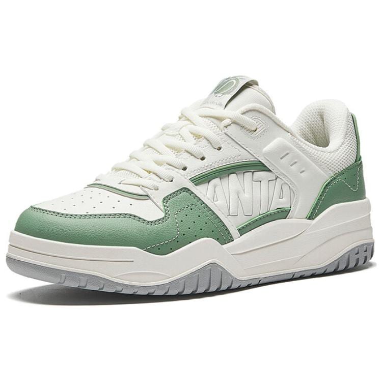 Anta Grand Slam Synthetic Leather Slip Resistant Abrasion Resistant Low top Skateboard Shoes Women's White Green 122448032-3