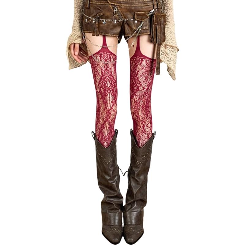Fishnet Thigh High Stockings Patterned Suspender Tights for Women Garter Belt Pantyhose Tights Fishnets Hosiery Gifts