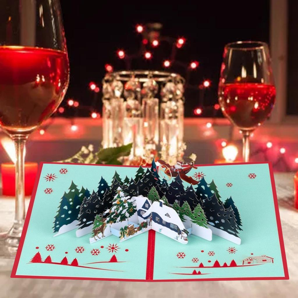 Foldable 3D Christmas Popup Greeting Card with Envelope Stylish Handmade Festives Surprise Card for Family and Friend
