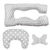 5-in-1 U-shaped Pregnancy Pillow for Sleeping, Croissant for Feeding, Anti-shake Butterfly for Stroller - Grey Dots
