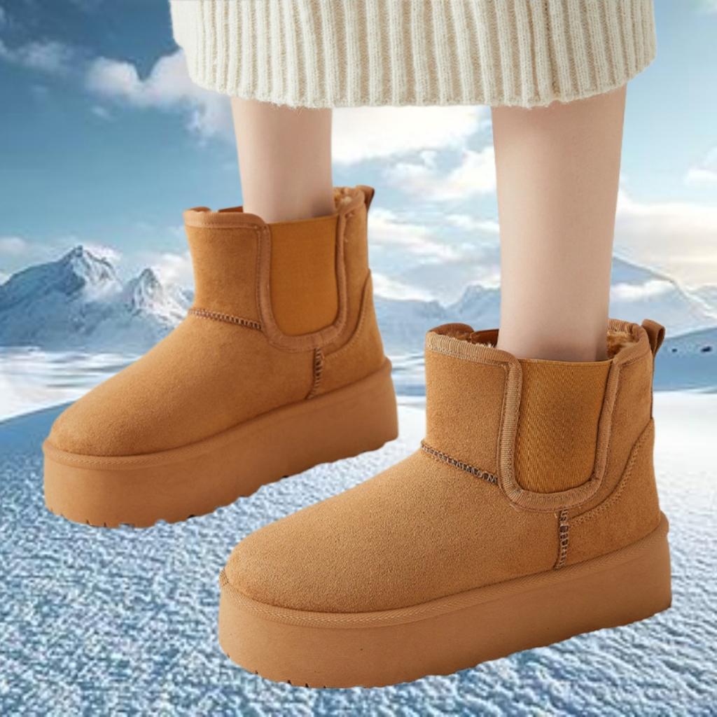 Women's Snow Boots with Winter Fleece and Thick Cotton Shoes, Women's Boots with Cold Insulation and Warm Cotton Boots, Thick Soled Boots