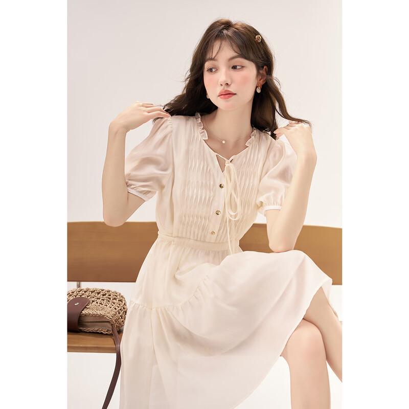 Women s French Puff Sleeve Summer Dress M