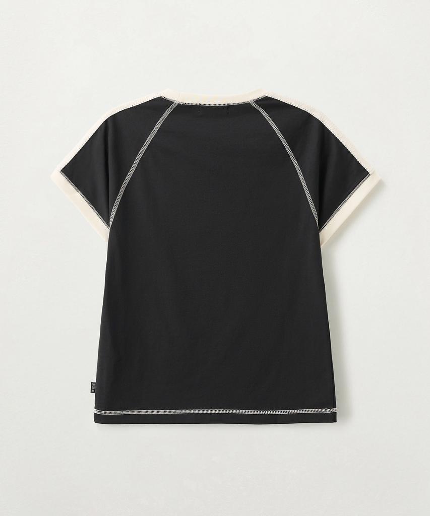 Seteo (W) Roton Stitch Ringer Short Sleeve T-Shirt Black
