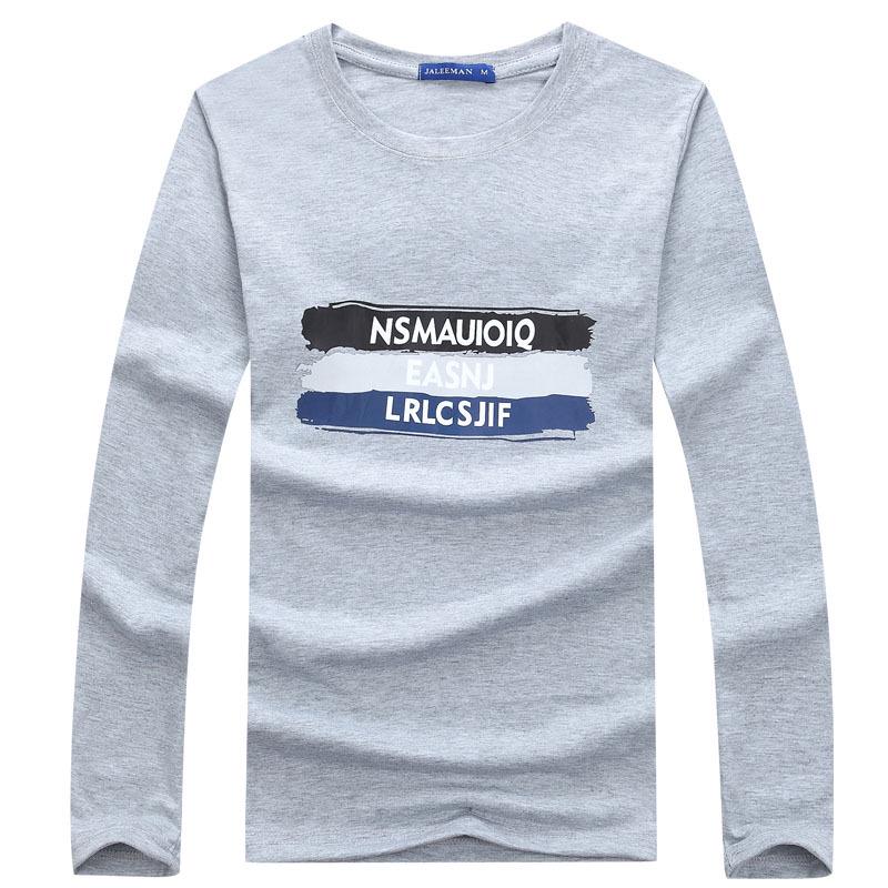 Korean Men's Trendy Autumn Long-Sleeve Letter Print T-Shirt
