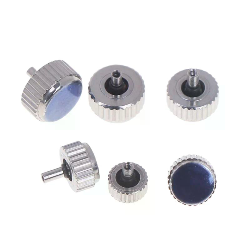 2PCS Silver Color Steel Watch Crown 4.5mm To 7mm Head Diameter With Long Post For Watch Crowns Repair