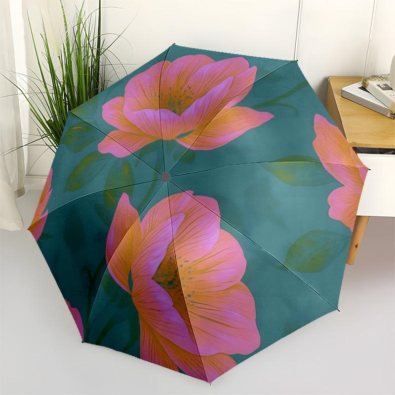 

1pc Floral Pattern Automatic Opening/Closing Folding Umbrella with 8 Ribs,Windproof Portable Sunshade Umbrella Holiday gift yy260401090