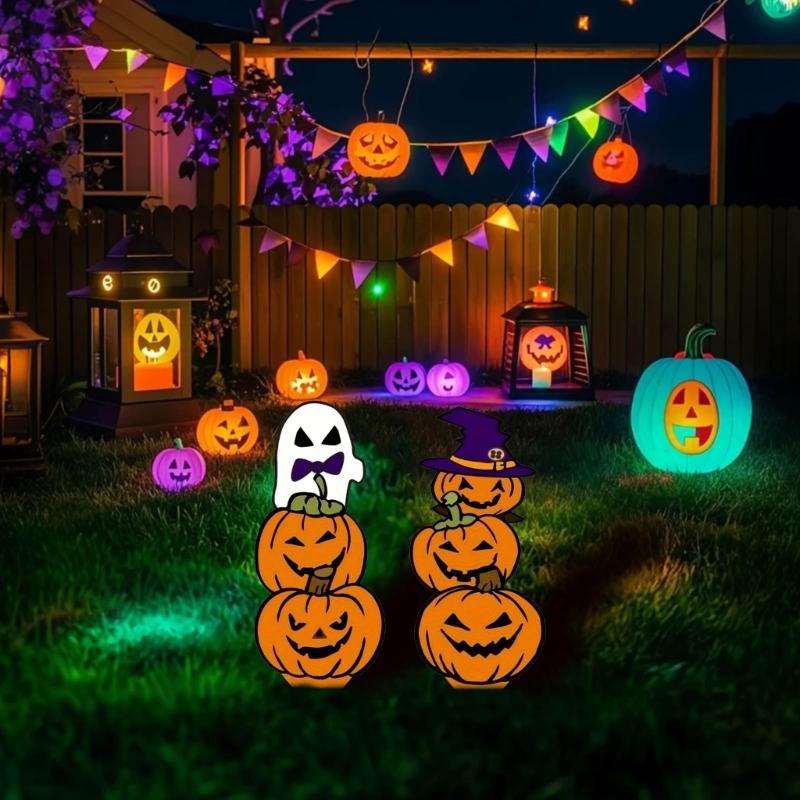 Halloweens Double Fellow pumpkins Metal Stake Stable Lawn Decoration Raitight Outdoor Party