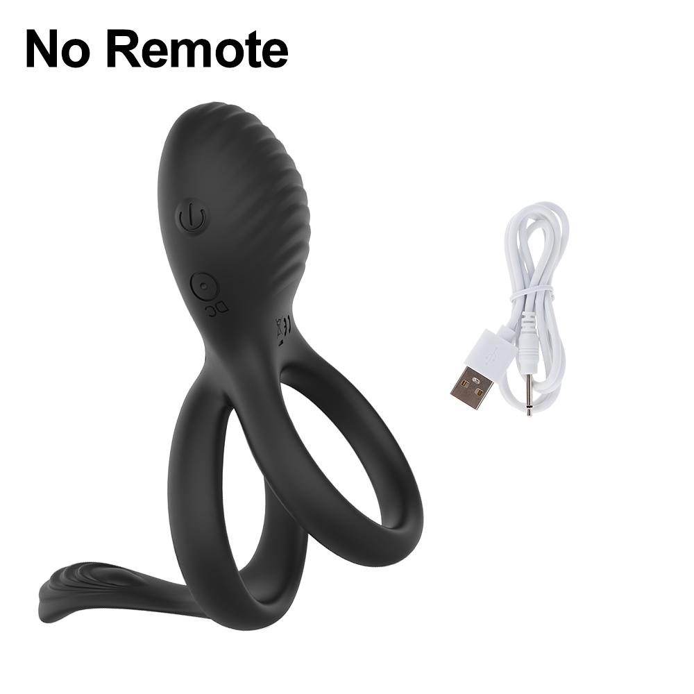 Male Dual Penis Ring Vibrator 7 Vibration Modes Remote Control Stretchy Ultra Soft Cock Ring Erection Enhancing Sex Toys for Men