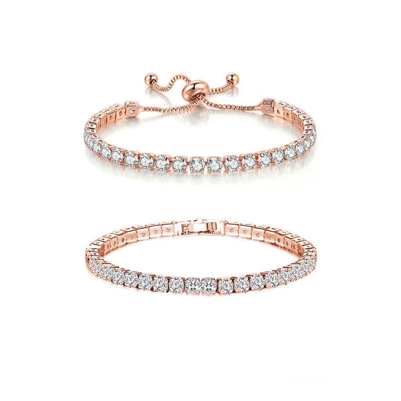 Elegant 4mm Zircon Adjustable Tennis Bracelet Set