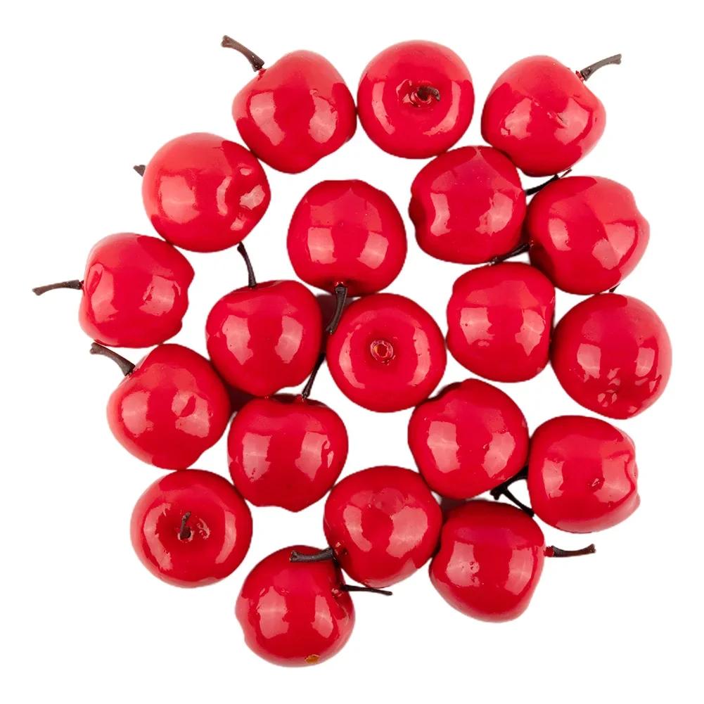 20 Pcs Artificial Foam Mini Apples Red Green Simulation Faux Fruits DIY Crafts Ornaments Photography Props Wedding Home Decor