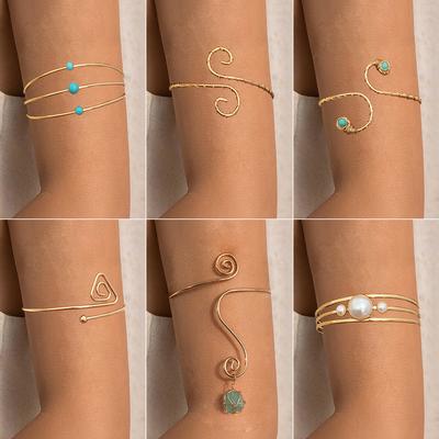 Retro Ethnic Wind Winding Thread Gravel Open Arm Bracelet Arm Chain Personality Hip Hop Snake Bracelet