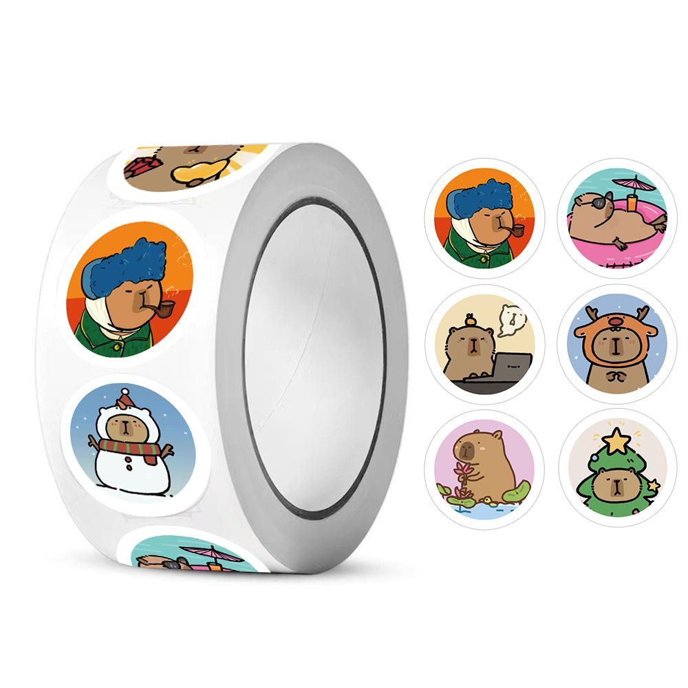 500PCS Kapibala Roll Stickers Cartoon Scrapbook Phone Gift Living Waterproof Coffee Phone Stationery Luggage Motorcycle Decals