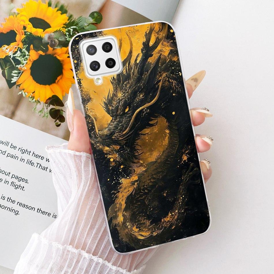 For Samsung Galaxy A22 4G A225F / A22 5G A226B Cool Dragon Tiger Pattern Phone Case For Samsung A22 Soft Silicone TPU Bumpers
