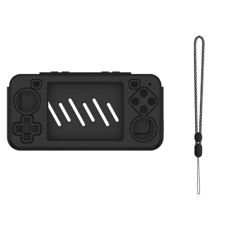 Silicone Protective Case for Anbernic R36H Anti-Scratch Washable Soft Cover with Lanyard for R36H Game Console Soft Shell чёрный