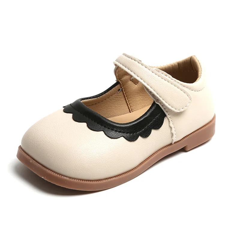 Mädchenschuhe mit weicher Sohle Mode Kinder Lederschuhe Rutschfeste Mädchen Freizeitschuhe Einfacher Kinder Freizeitschuh Retro Mädchen Lederschuh