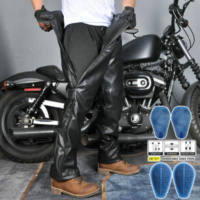 New Product Anti-drop Warm Speed Pants, Motorcycle Riding Pants Plus Cotton Pants Waterproof Windproof Leather Pants, Silicone Protective Gear