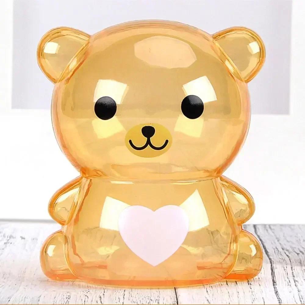 Creative Little Bear Piggy Bank Transparent Coin Paper Money Saving Box Cute Safe Deposit Box Kids Holiday Gift Desktop Decor