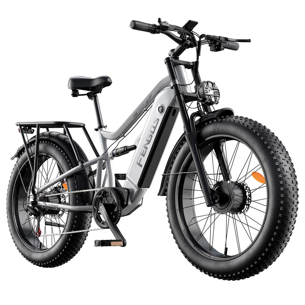 Elektrické kolo FENGQS H6 PRO Dva 750W motory 52V 17.5Ah Baterie 26*4.0 palcové Pneumatiky 60km/h Maximální Rychlost 140km Maximální Dojezd 7rychlostní