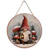 Winter forest gnome with lantern print Round Wooden Hanging Plaque rustic cottagecore wall decor front door sign christmas home holiday ornament