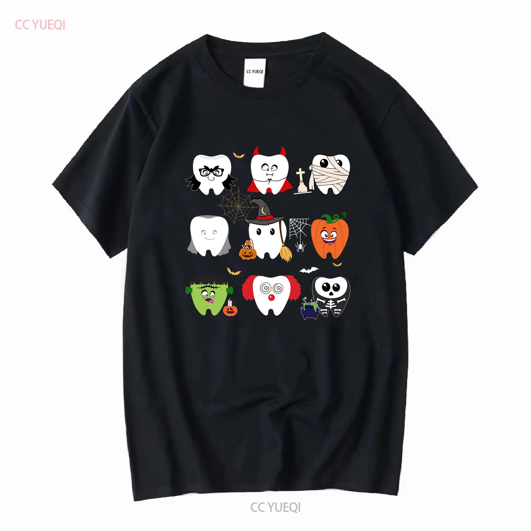 

Funny Halloween Tooth T Shirt Spooky DentisT Costume Dental Hygienist Assistant long or short sleeves vintage Washed fashion 4XL