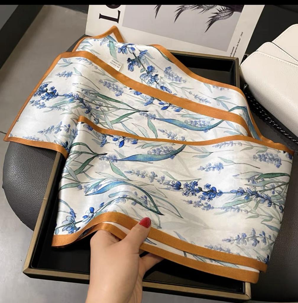 Langer Seidenschal Damen Sommer Kleiner Seidenschal Druck Simulation Seide Bindetasche Streamer Professioneller Kleiner Schal