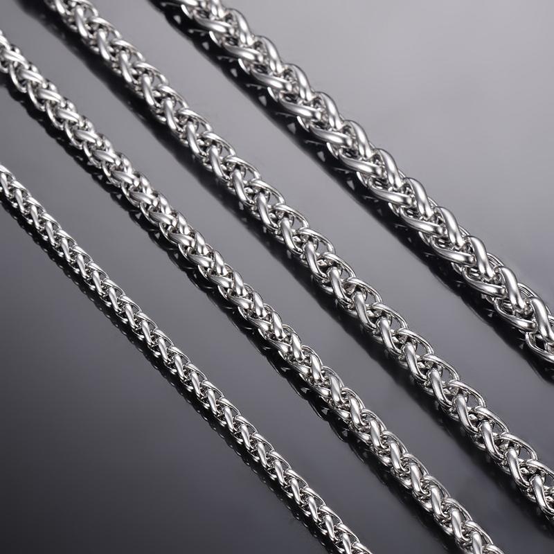 

Keel Link Chain Stainless Steel Necklace for Men Women Braided Wheat Chain 2.5/3/4/5/6mm Daily Jewelry Width 6mm&75cm 30inch