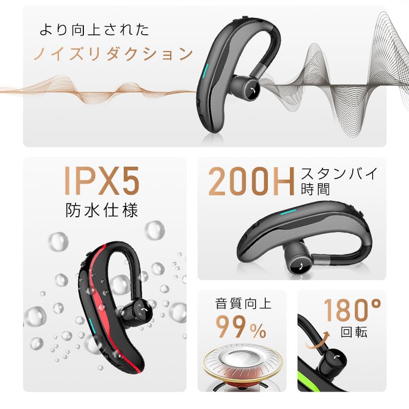 Bluetooth Wireless Siri IPX4 Sound Compatible with Japanese Instruction Manual 5.4 Headset, Earphones, Over-the-Ear, 180° Rotation, Calling, Built-in