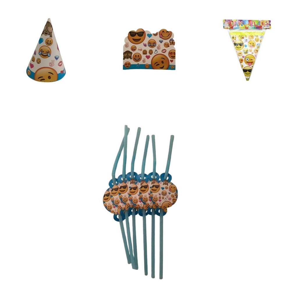 Emoji Expression Theme Tableware Set With Disposable Plates Cups Napkins For Kids Parties
