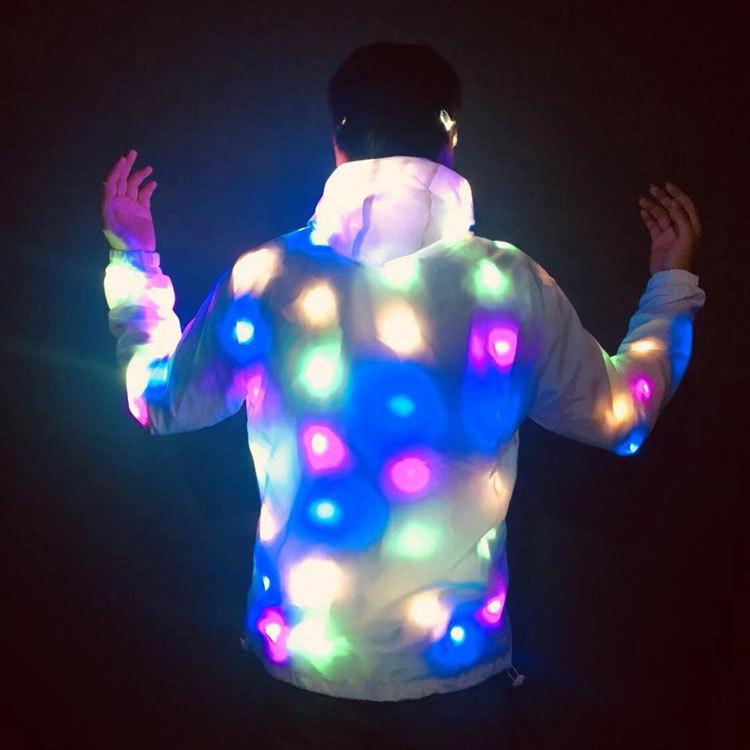LED barevná svítící bunda pro páry - omyvatelná, ideální pro diskotéky a hudební akce
