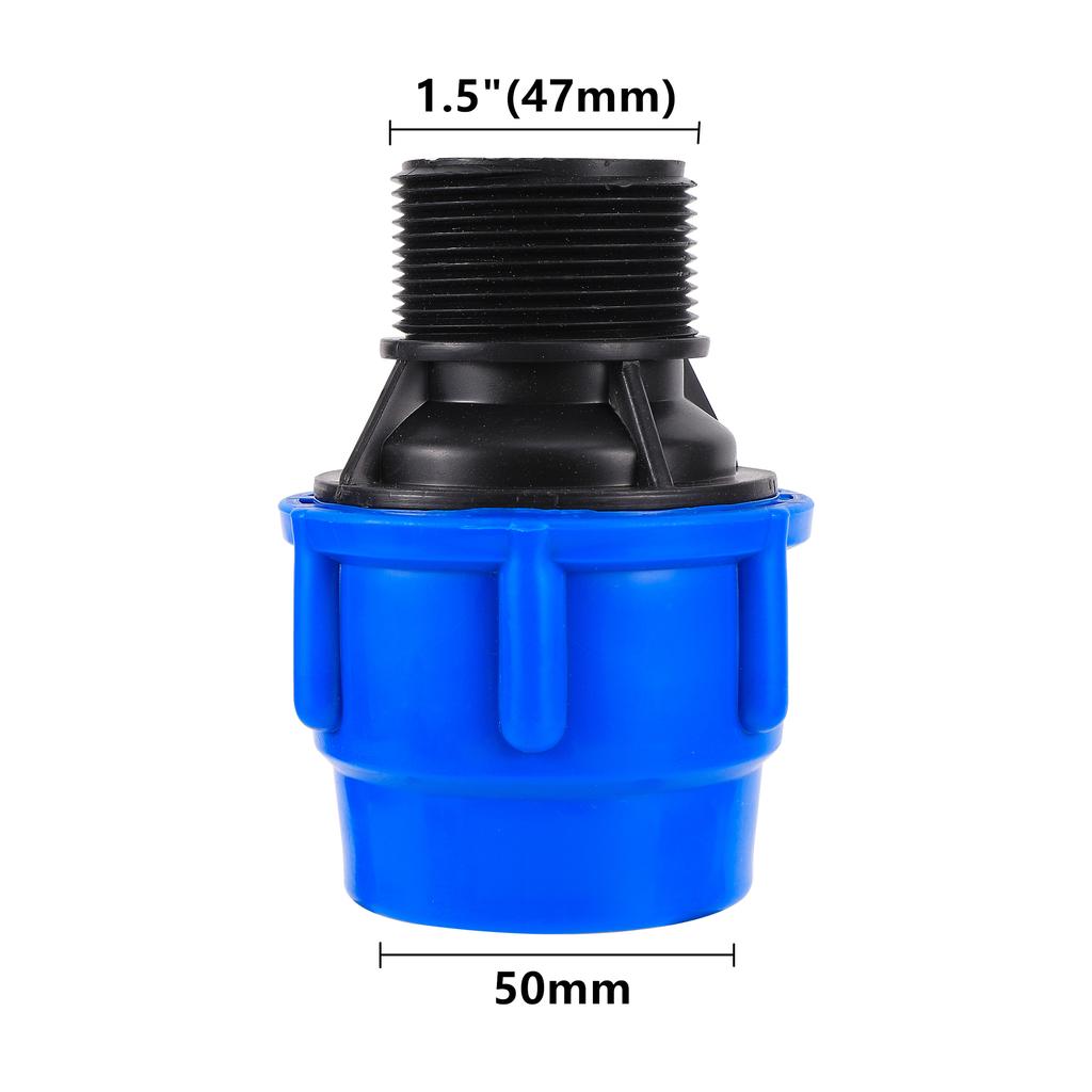 PE Wasserrohr Schnellkupplung 1/2" 3/4" 1"1.2" 1.5" Außengewinde auf ID 20/25/32/40/50mm Nicht Heißschmelzend Reduzierstück Gerade Blau