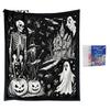 Cozy Warm Throw for Sofa Halloween DIY Coloring Blanket with 24 Markers, Washable Blanket, Color Art Therapy Relaxation Your Own Spooky Pattern
