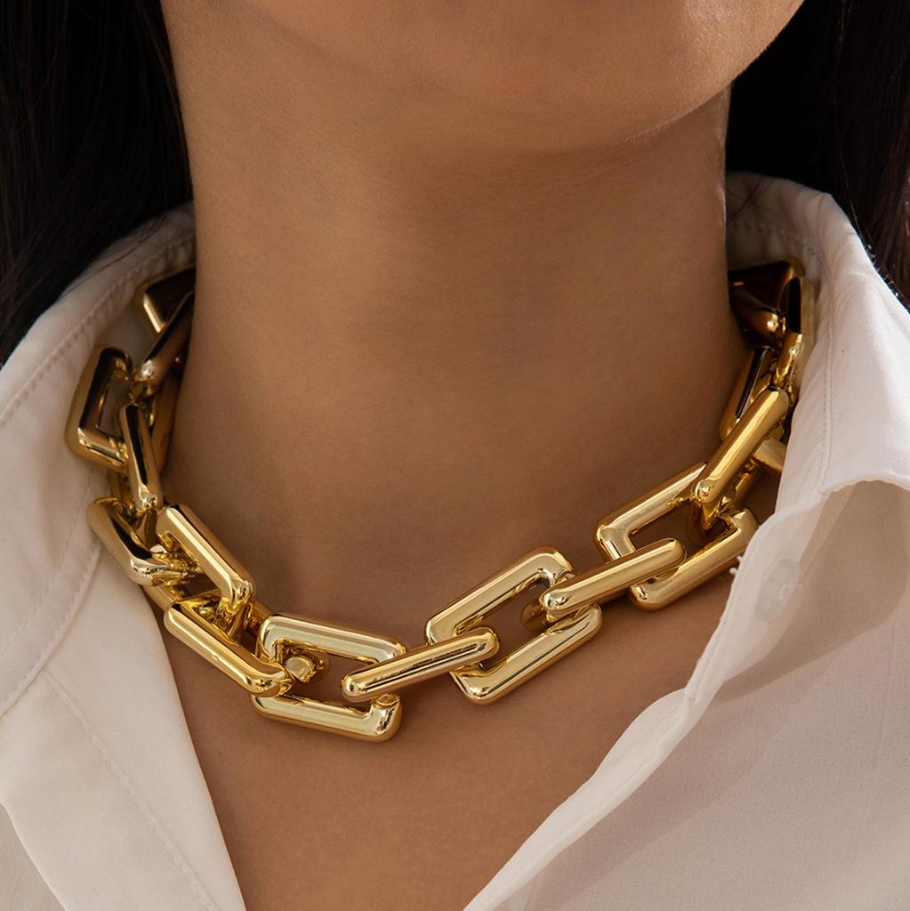 Letter Splicing Collarbone Chain European and American Style Geometric Rectangular Necklace Necklace Necklace Jewelry Women