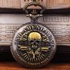 Vintage Antique Bronze Ghost Skull Pocket Watch Necklace with Double Guns Design