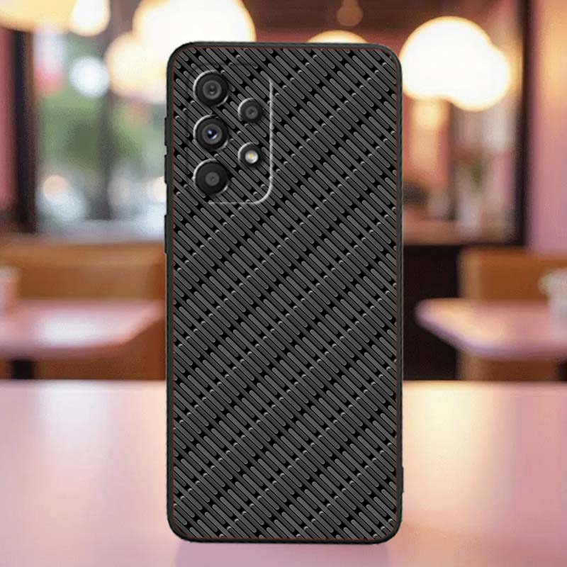 Black carved woven texture Phone Case For Samsung A41 A35 A34 A33 A32 A25 A24 A23 A21s A06 A05 A04 A03 Note 10 20 Ultra 5G Black