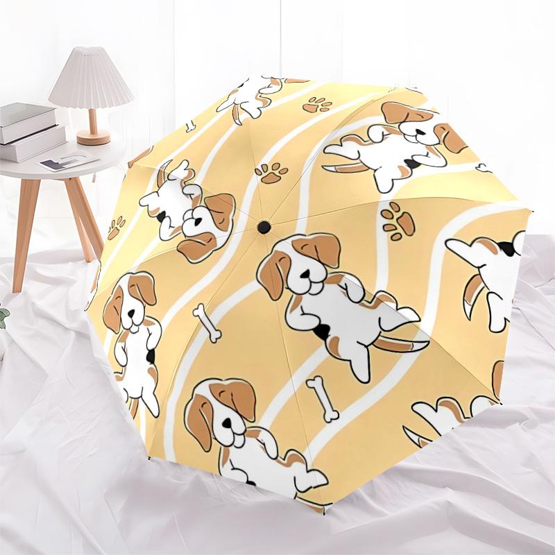 1pc Puppies Bones Fashionable Automatic Opening/Closing Folding Umbrella with 8 Bones, Windproof Portable, Daily Use065