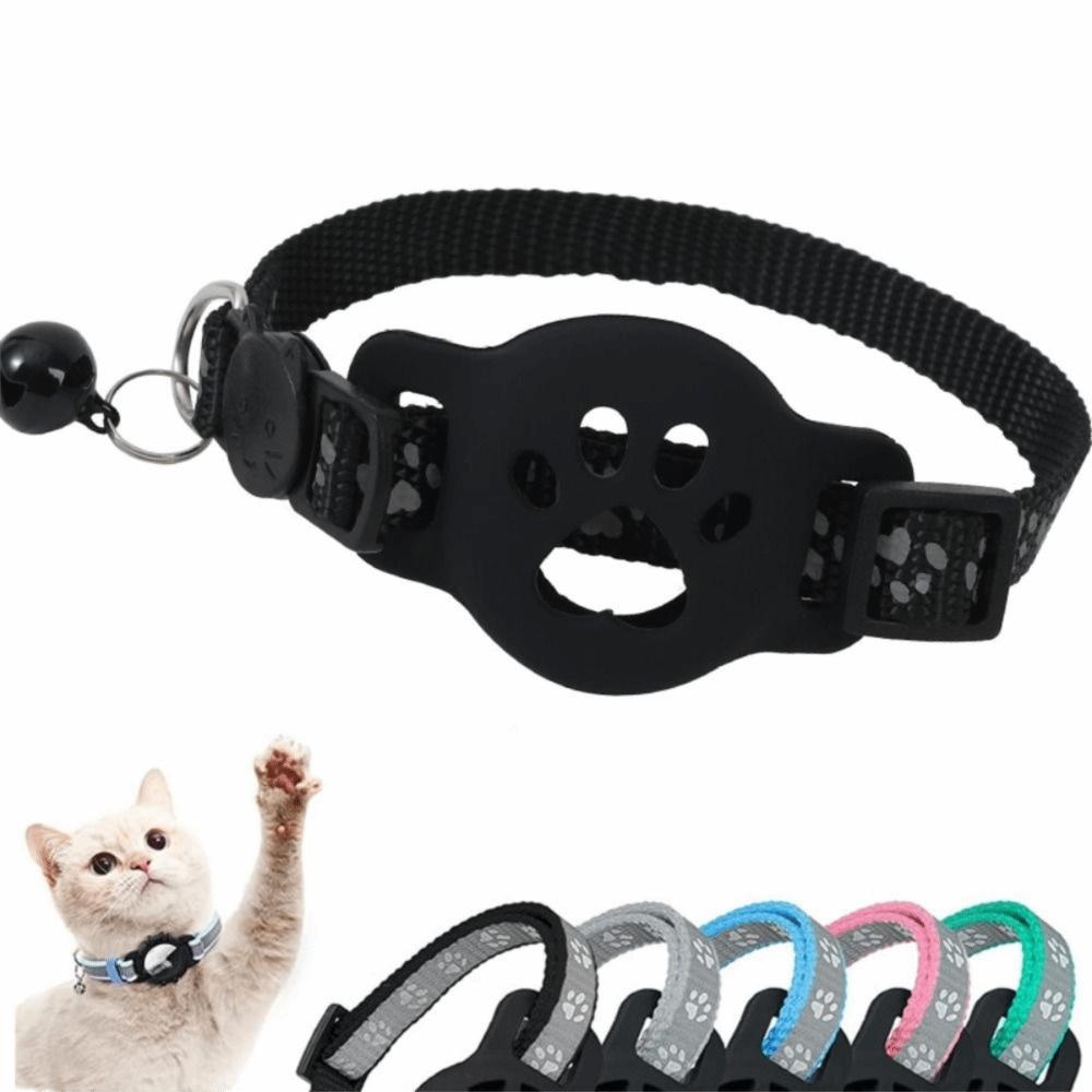 Safety Buckle Cat Collar Adjustable Waterproof Pet Tracking Collar Anti-Lost Reflective Strips For Airtag Collar For Air Tag