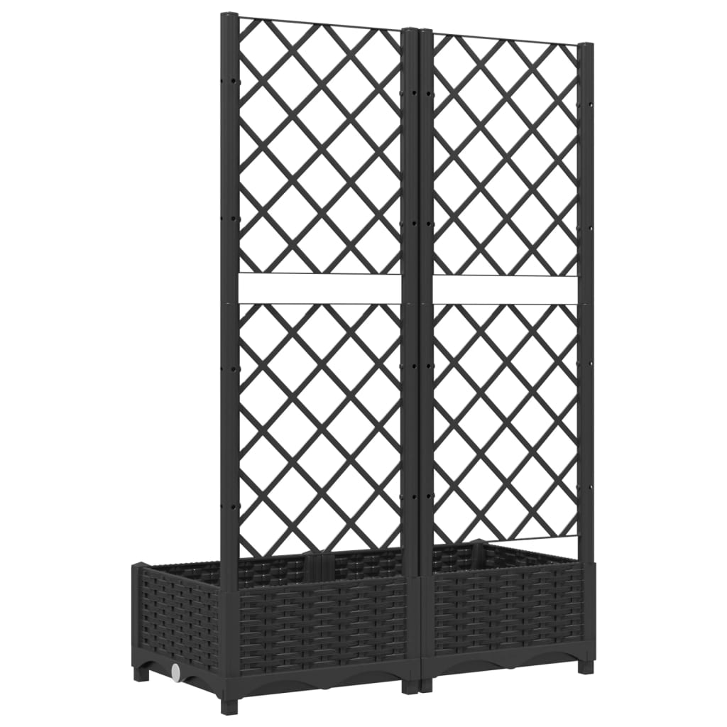 Vidaxl Garden Planter With Trellis, Black, 80X40X121.5 Cm, Pp