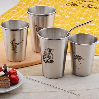 350/500ML Simple Stainless Steel Juice Beer Water Cup Unbreakable Stackable Pint Cups Juice Mug