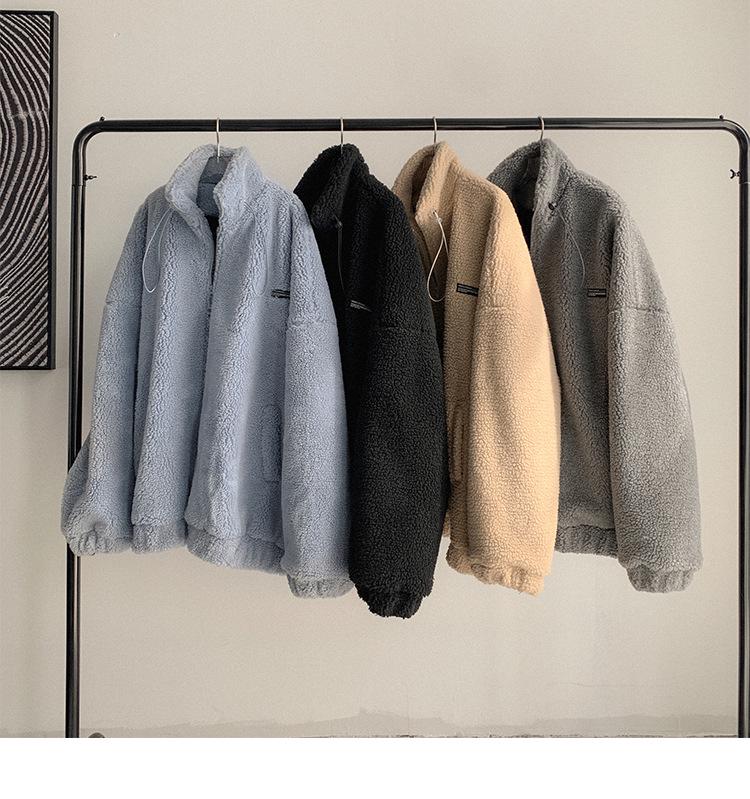 Men's Lambswool Stand Collar Cotton-Padded Jacket - Thickened and Warm for Winter