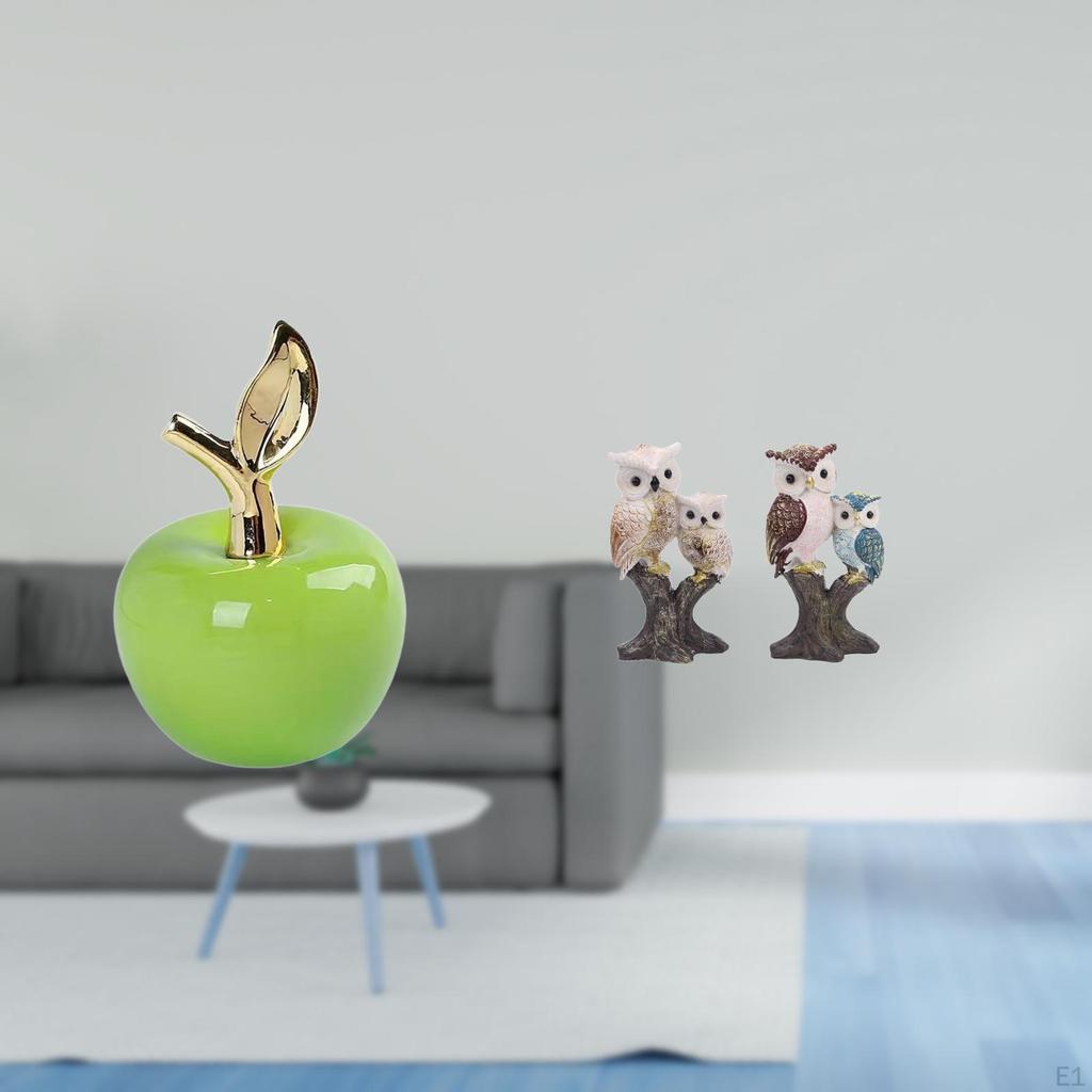 Ceramic And Owl Figurine Realistic Fruit Animal Sculpture Ornament for Home Cafe Office Study