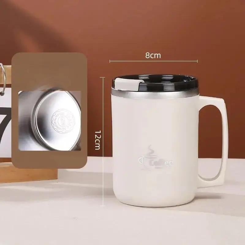 

Чашка для молока и кофе из нержавеющей стали с двойными стенками, термоизолированные кружки и стаканы для воды, металлическая кружка для кофе 480 белый