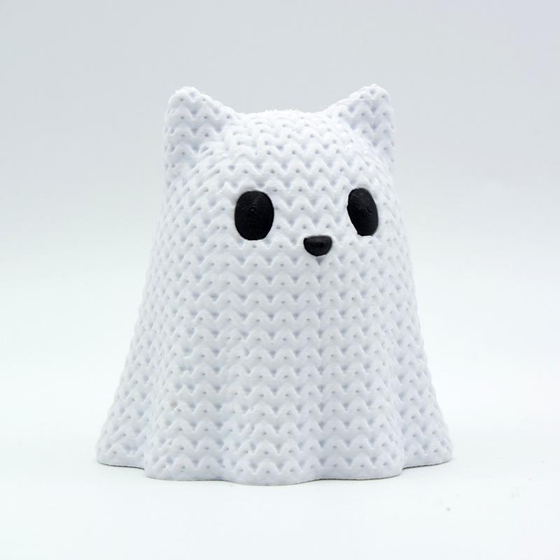 3D Printed Ghost Cat Dog Figurine Halloween Cute Mini Statue Ornament For Home Desktop Party Decoration
