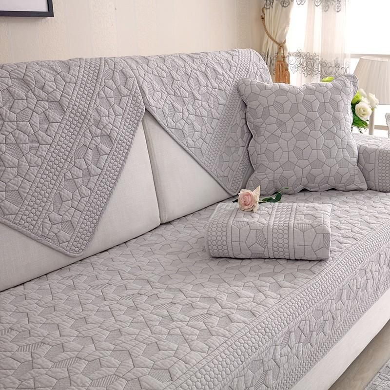 Sofa Cushion Four Seasons Universal Non-Slip Fabric Pure Cotton Simple Modern Seat Cushion Cotton Solid Wood Sofa Cover Towel Cover Cloth
