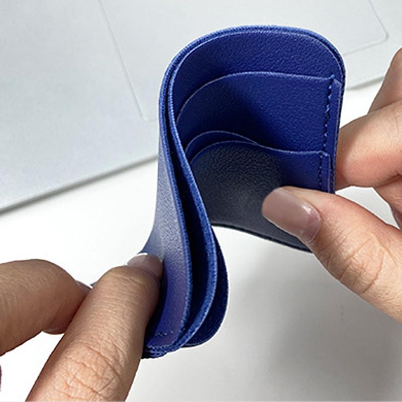 Fashion Wavy Leather Card Bag Women Men Ultra-thin 4 Slots Card Holder Soft PU Leather Bank Credit Card Case